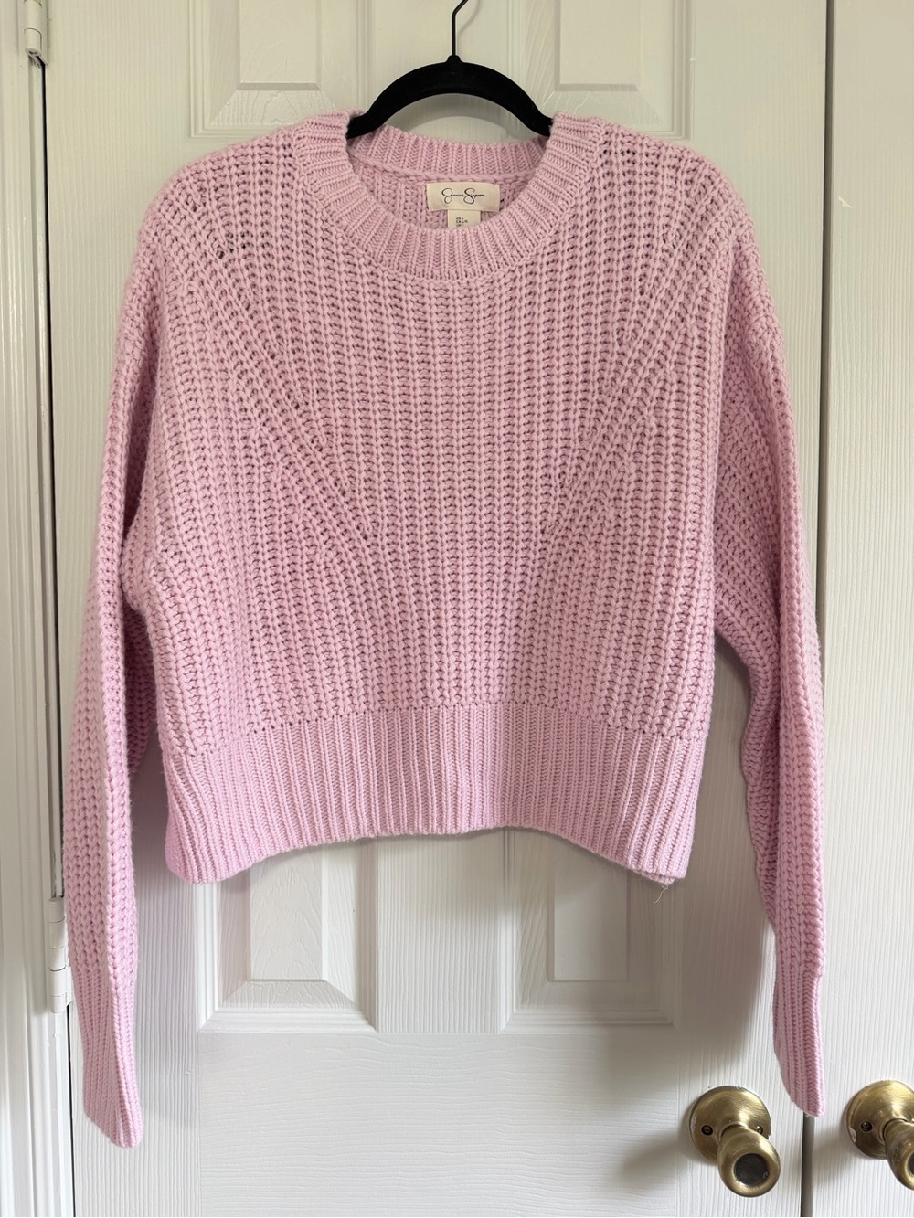 Jessica Simpson Baby Pink Chunky Knit Sweater Coquette Balletcore Cropped Large